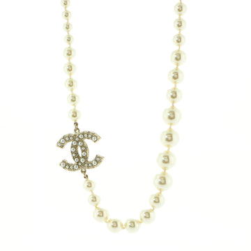 Chanel CC 100th Anniversary Short Necklace Metal with Faux Pearls and Crystals