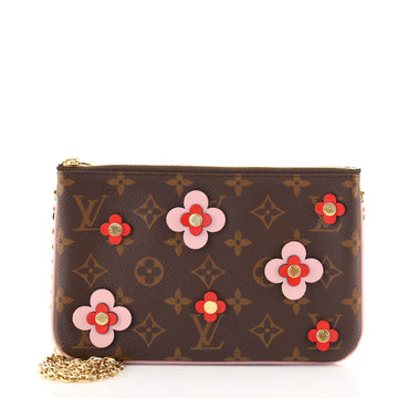 Louis Vuitton Double Zip Pochette Limited Edition Blooming Flowers Monogram Canvas
