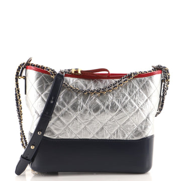 Chanel Gabrielle Hobo Quilted Metallic Aged Calfskin Medium