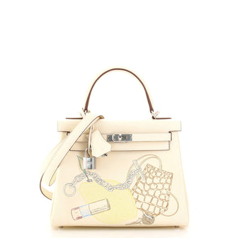 Hermes In and Out Kelly Handbag Limited Edition Swift with Palladium Hardware 25
