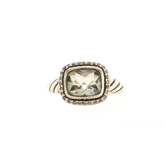 David Yurman Noblesse Ring Sterling Silver with Prasiolite and Diamonds 10mm