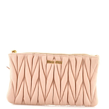Miu Miu Zip Wristlet Pouch Matelasse Leather