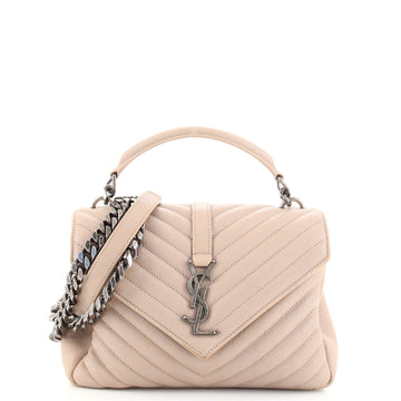 Saint Laurent Classic Monogram College Bag Matelasse Chevron Leather Medium