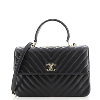 Chanel Trendy CC Top Handle Bag Chevron Lambskin Medium