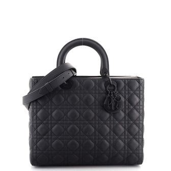 Christian Dior Ultra Matte Lady Dior Bag Cannage Quilt Calfskin Large