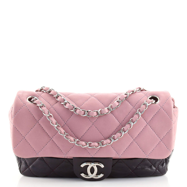 Chanel Square Classic Flap Top Handle Clutch with Chain Quilted Lambskin