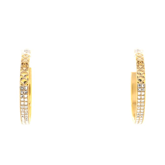 Chanel CC Hoop Earrings Crystal Embellished Quilted Metal