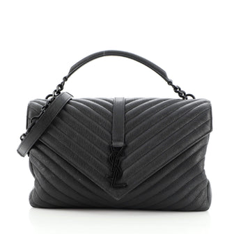 Saint Laurent Classic Monogram College Bag Matelasse Chevron Leather Large