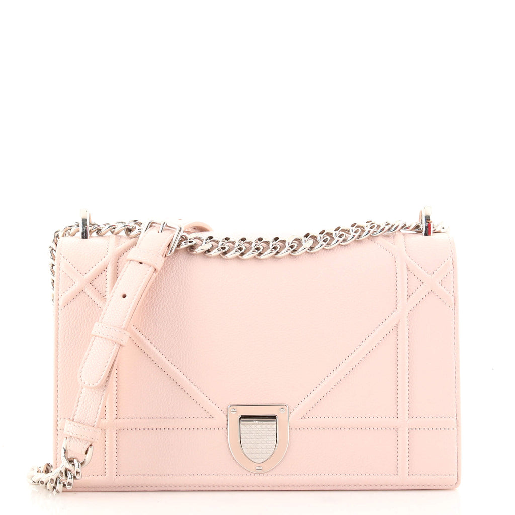 Christian Dior Diorama Flap Bag Grained Calfskin Medium Pink 1461681