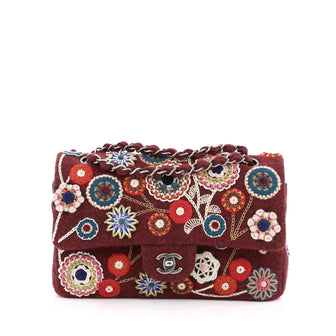 Chanel Paris-Salzburg Flap Bag Embroidered Felt Medium red