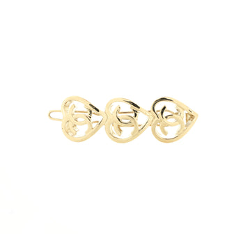 Chanel Coco In Love Triple Heart CC Hair Clip Barrette Metal