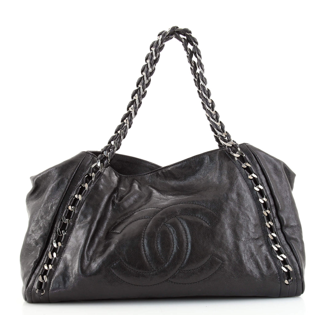 Chanel Black Vertical Quilted Lambskin Leather Mademoiselle Large Camera Bag  - Yoogi's Closet