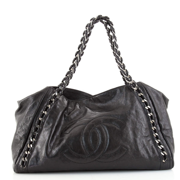 Chanel Modern Chain Tote Caviar East West Black Leather ref.596559