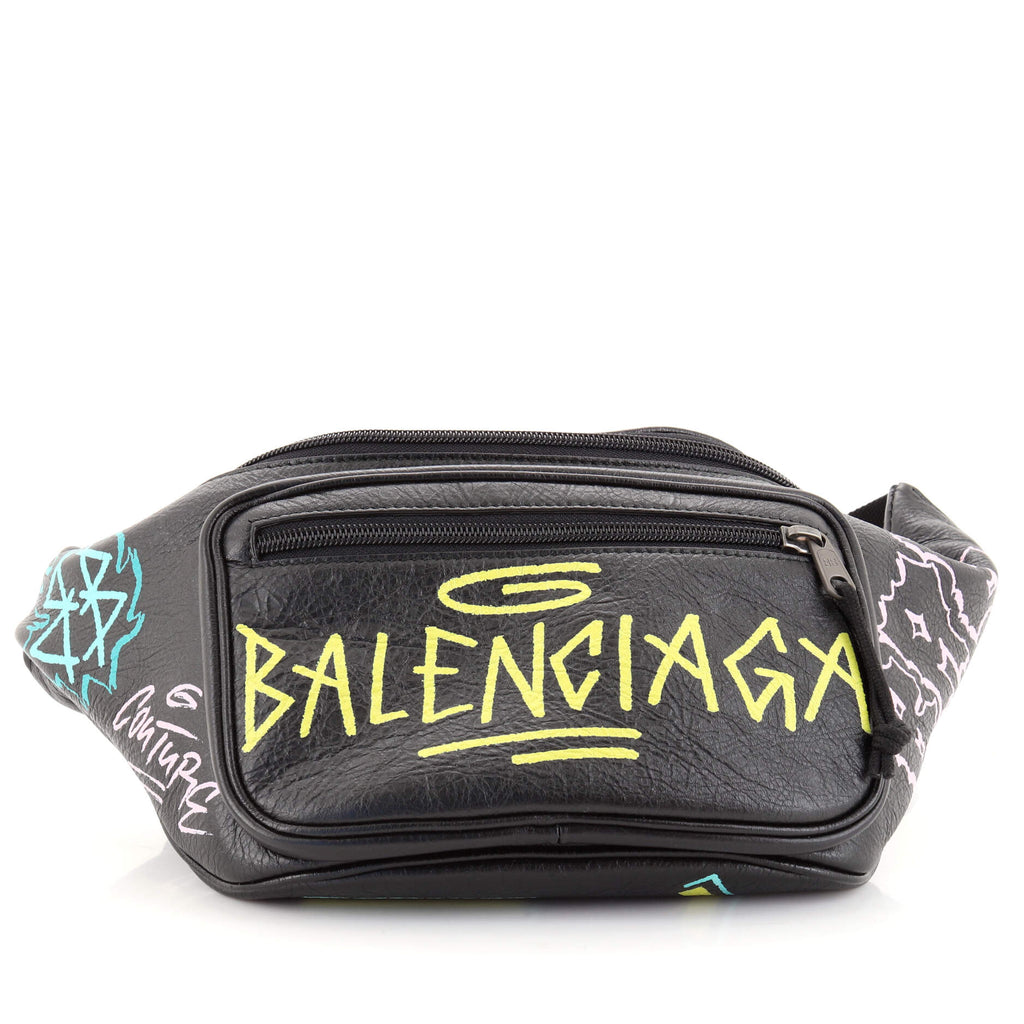 Balenciaga Graffiti Explorer Belt Bag Leather Medium Black 1461872