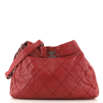 Chanel Expandable Zip Around Tote Quilted Leather Large