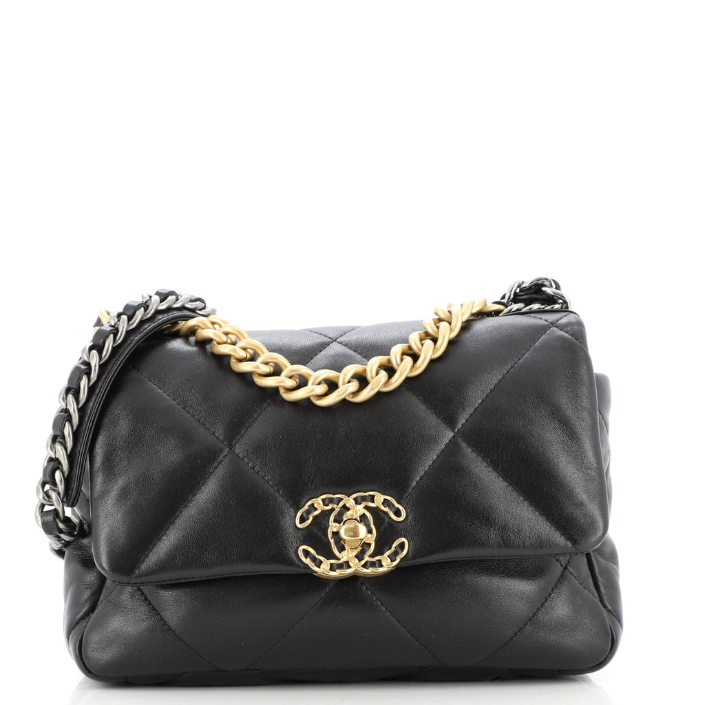 Black Quilted Lambskin Chanel 19 Flap Bag Q6B1T31IK7000