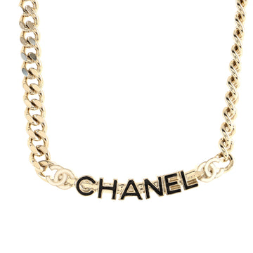 Chanel Logo CC Plate Choker Necklace Metal with Enamel