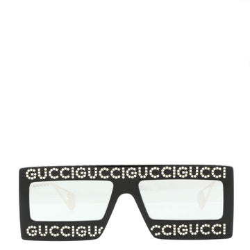 Gucci Hollywood Forever Rectangle Sunglasses Crystal Embellished Acetate and Metal