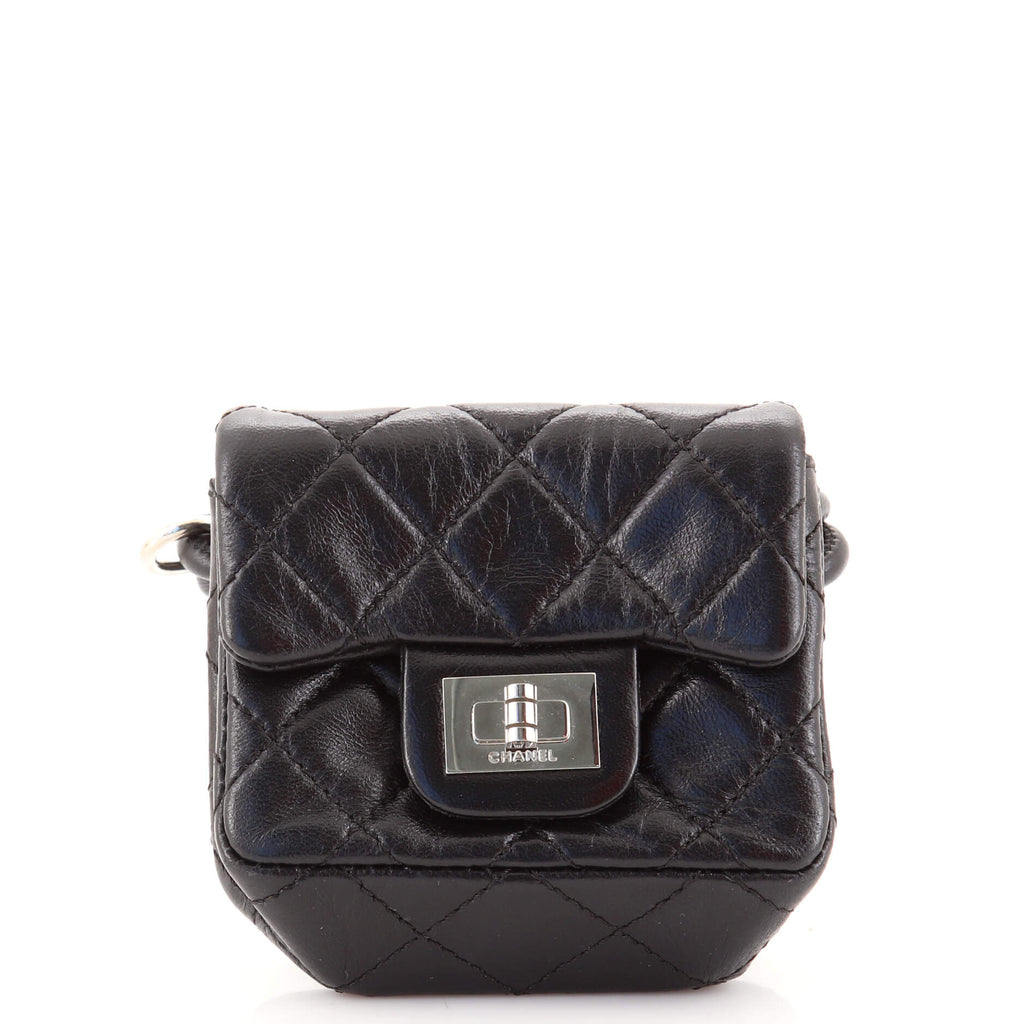 Chanel Reissue 2.55 Ankle Wrist Flap Bag Quilted Leather Black 1462561
