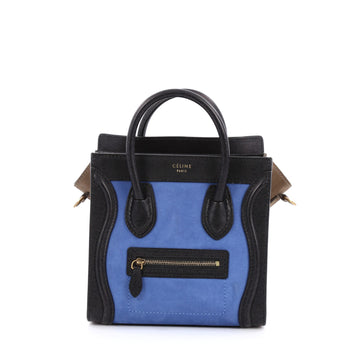 Celine Tricolor Luggage Handbag Suede Nano multicolor