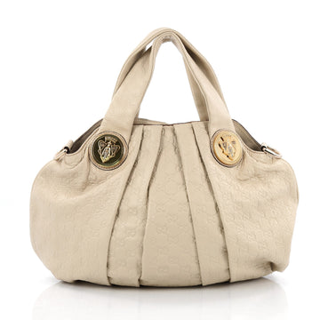 Gucci Hysteria Convertible Top Handle Bag Guccissima Leather Large Neutral