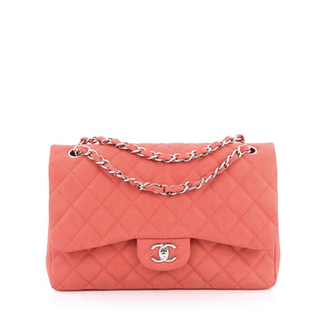 Chanel Classic Double Flap Bag Quilted Matte Caviar Jumbo Pink
