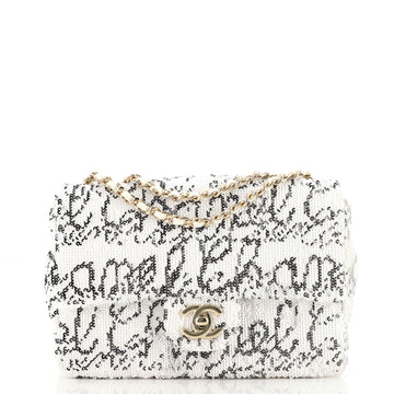 Chanel Classic Single Flap Bag Logo Signature Sequins Mini