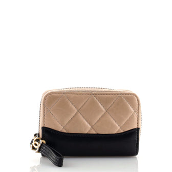 Chanel Gabrielle Zip Coin Purse Quilted Aged Calfskin Small