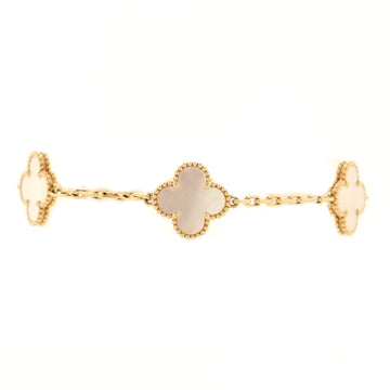 Van Cleef & Arpels Vintage Alhambra 5 Motifs Bracelet 18K Yellow Gold and Mother of Pearl