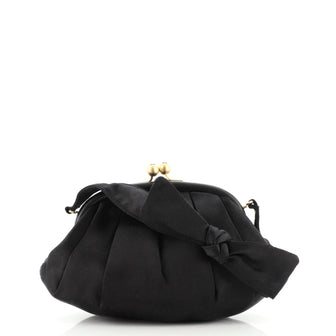 Chanel Vintage Kisslock Frame Bag Pleated Satin