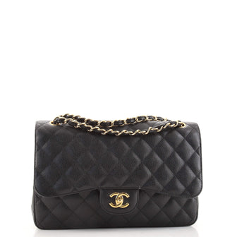 Chanel Classic Double Flap Bag Quilted Caviar Jumbo
