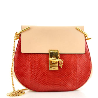 Chloe Drew Crossbody Bag Python and Leather Small