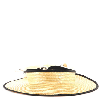 Gucci L'Amour Du Soir Wide Brim Hat Straw with Grosgrain and Ribbon