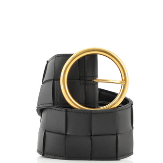 Bottega Veneta Circular Buckle Belt Maxi Intrecciato Leather Wide
