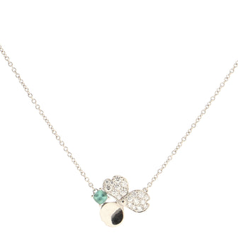 Tiffany & Co. Paper Flowers Pendant Necklace Platinum with Green Tourmaline and Diamonds