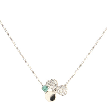 Tiffany & Co. Paper Flowers Pendant Necklace Platinum with Green Tourmaline and Diamonds
