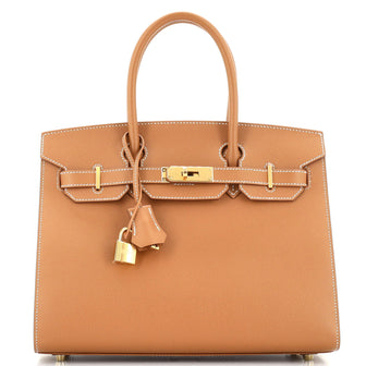 Hermes Birkin Sellier Bag Brown Epsom with Gold Hardware 30