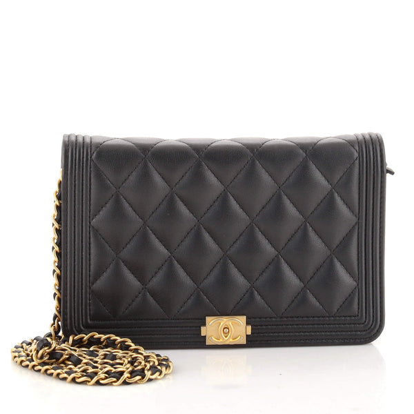 Chanel Boy Wallet on Chain Quilted Lambskin Black 1466381