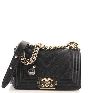 Chanel Boy Flap Bag Chevron Caviar Small