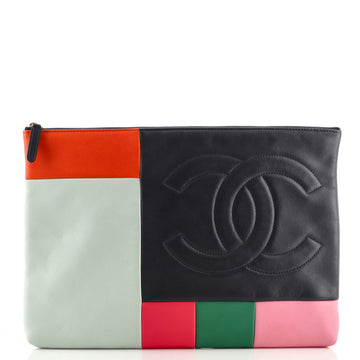 Chanel O Case Clutch Colorblock Leather Large