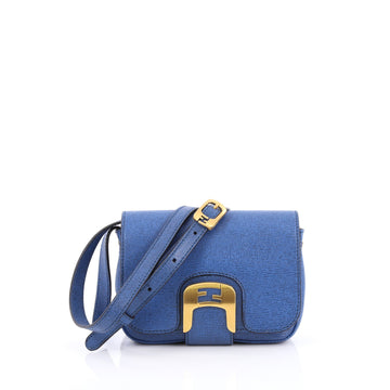 Fendi Chameleon Messenger Bag Leather Mini Blue