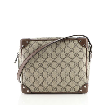 Gucci Trunk Shoulder Bag GG Coated Canvas with Studded Leather
