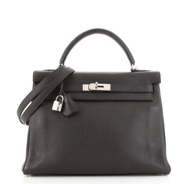 Hermes Kelly Handbag Black Togo with Palladium Hardware 32