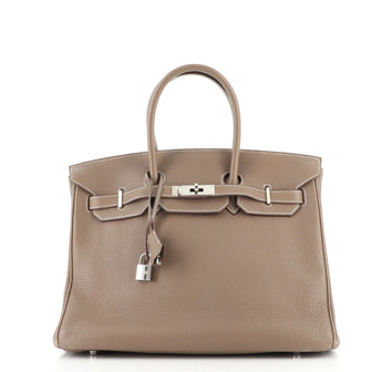 Hermes Birkin Handbag Grey Togo with Palladium Hardware 35