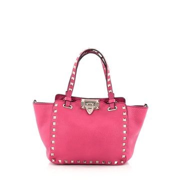 Valentino Rockstud Tote Pebbled Leather Mini Pink