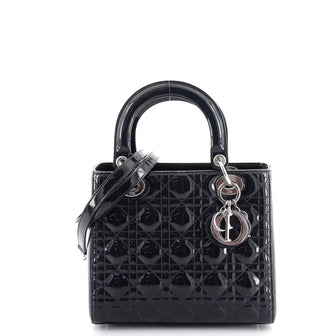 Christian Dior Lady Dior Bag Cannage Quilt Patent Medium