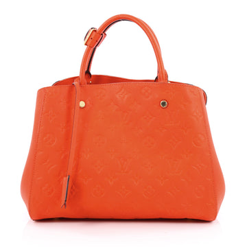 Louis Vuitton Montaigne Handbag Monogram Empreinte Leather MM Orange