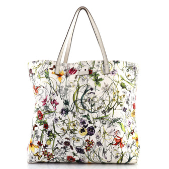 Gucci Open Tote Flora Canvas Tall