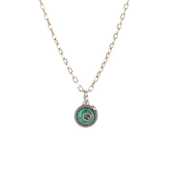 Gucci Garden Round Pendant Necklace Sterling Silver and Malachite