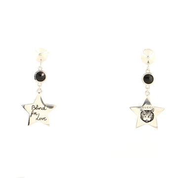Gucci Blind for Love Star Dangle Earrings Sterling Silver with Cubic Zirconia